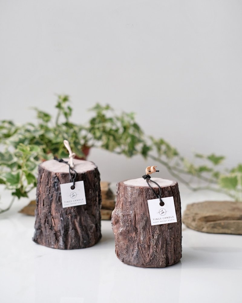 Christmas stump shaped handmade non-mold candles - เทียน/เชิงเทียน - ขี้ผึ้ง หลากหลายสี