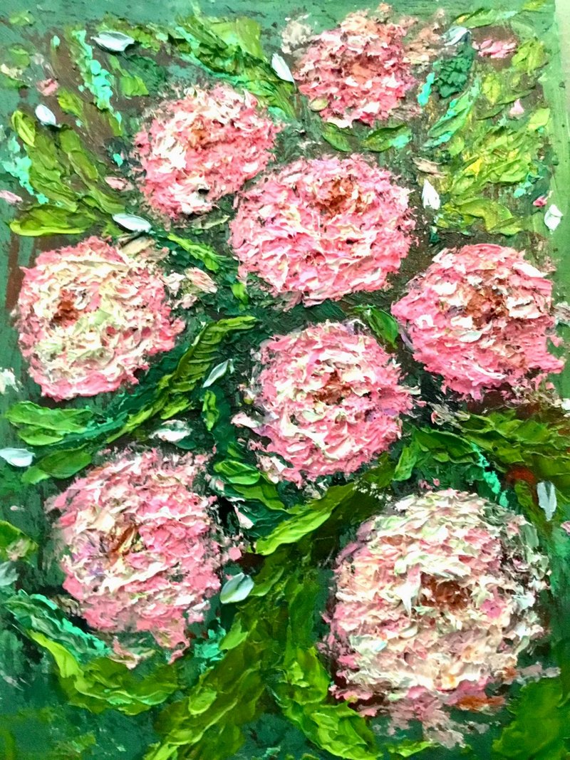 Chrysanthemums original oil painting on canvas - 壁貼/牆壁裝飾 - 其他材質 紅色