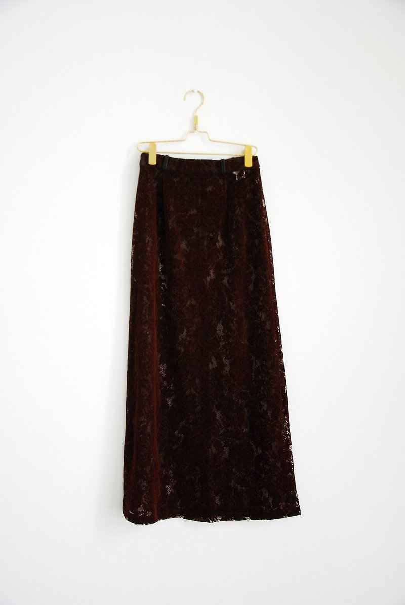 Pumpkin Vintage. Vintage suede hollow skirt - กระโปรง - วัสดุอื่นๆ 