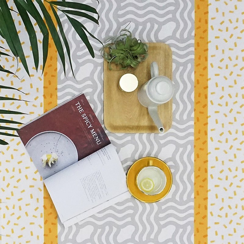 草稿CIAOGAO 北歐風簡約ins格子茶幾長條桌布蓋布幾何排列黃色 - 餐桌布/餐墊 - 聚酯纖維 多色