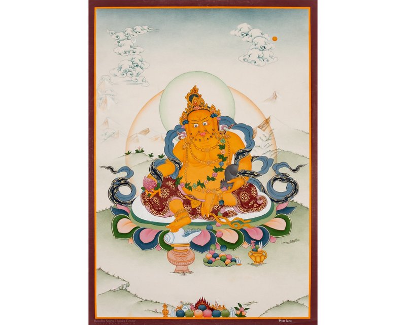 手繪財神贊巴拉唐卡 | 西藏藝術  增進財富與靈性充實 - 壁貼/牆壁裝飾 - 其他材質 多色