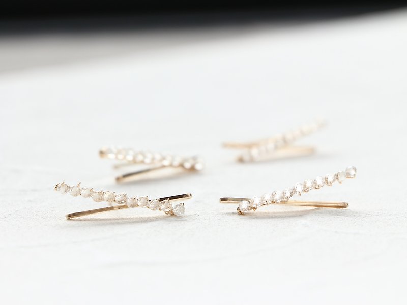 14 kgf - cross cut line pierced earrings - Earrings & Clip-ons - Gemstone Gold