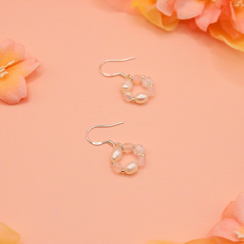 [Bai Yutuan] Original Earrings/ Clip-On/Ear Pins - Earrings & Clip-ons - Pearl Pink