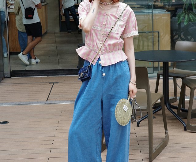 モラビトスペル　デニム風クロップド丈パンツ　2024summer モラビトスペル デニム風クロップド丈パンツ 2024summer - メルカリ