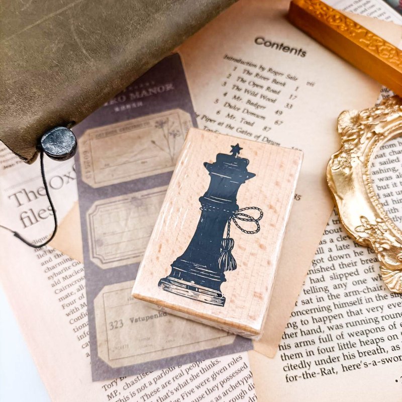 S095W_我的國王My King/ 櫸木印章 Wood Rubber Stamp - 印章/印台 - 木頭 卡其色