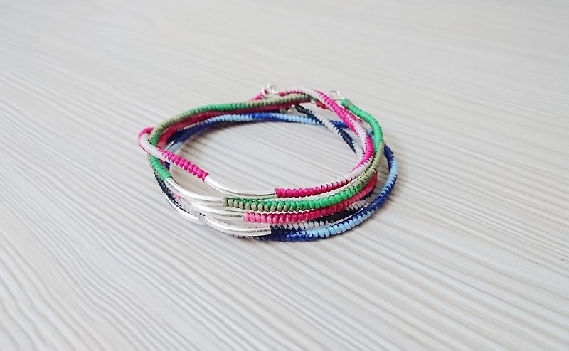 925 sterling silver wax rope anklet lucky rope anklet passenger self-mixing two-color spot + custom models spring and summer - สร้อยข้อมือ - โลหะ หลากหลายสี