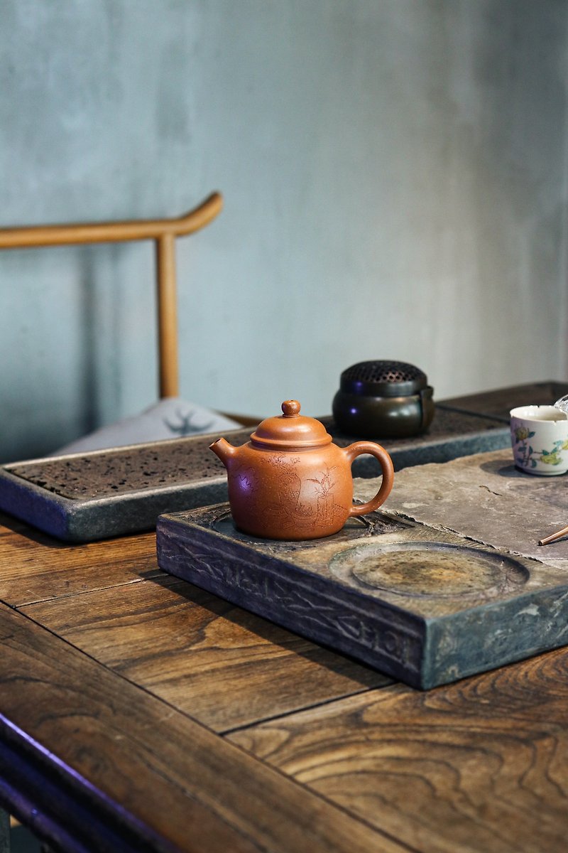 Paogua literati Yale colorful old section 210ml Liu Susu's works are round and full - Teapots & Teacups - Pottery Gray