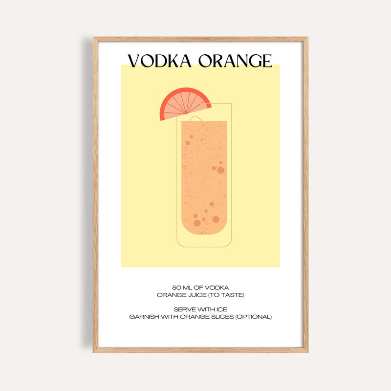 伏特加柳橙 Vodka Orange / 調酒藝術掛畫 酒吧海報 餐酒館裝飾畫 - 海報/掛畫/掛布 - 紙 