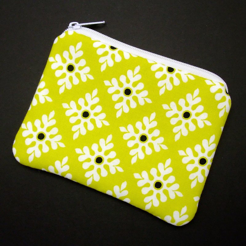 Zipper pouch / coin purse (padded) (ZS-205) - กระเป๋าใส่เหรียญ - ผ้าฝ้าย/ผ้าลินิน สีเหลือง