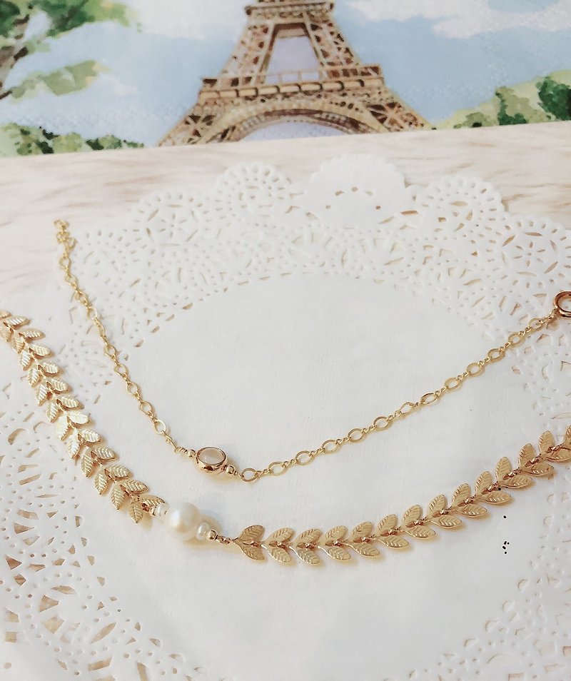 Laurel wreath pearl bracelet - Bracelets - Gemstone Gold
