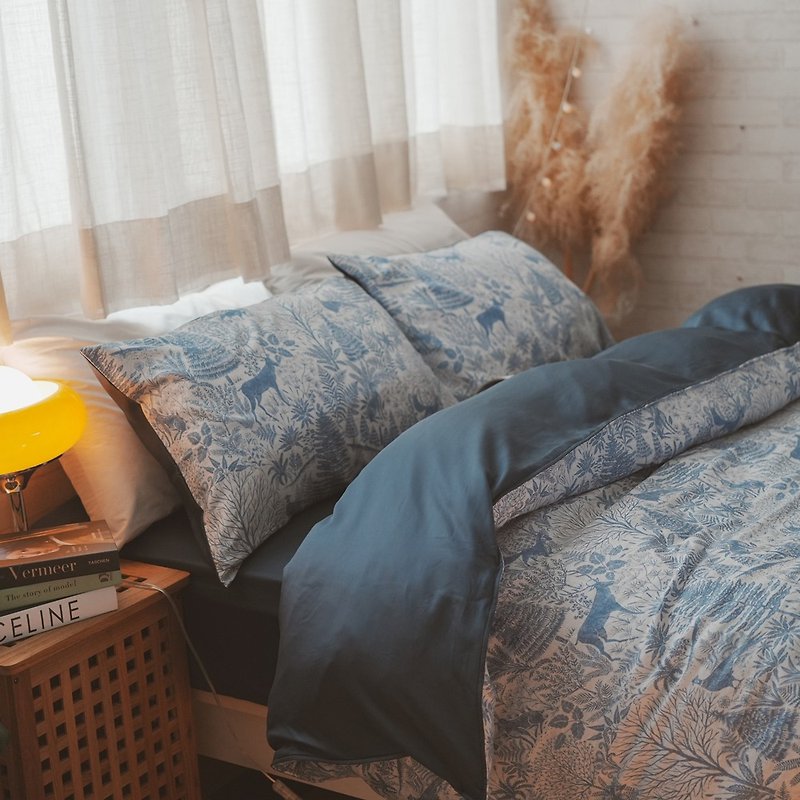 頂級絲滑-麋霧青森 薄床包兩用被組(100支) 100%天絲 台灣製 - 寢具/床單/被套 - 其他材質 藍色
