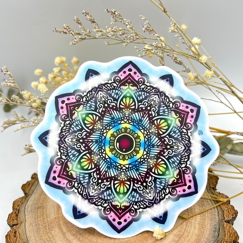 Energy Spiritual Mandala - 11X11 Waterproof Sticker Hand-painted Flower of Life Mandala Henn - Stickers - Waterproof Material 