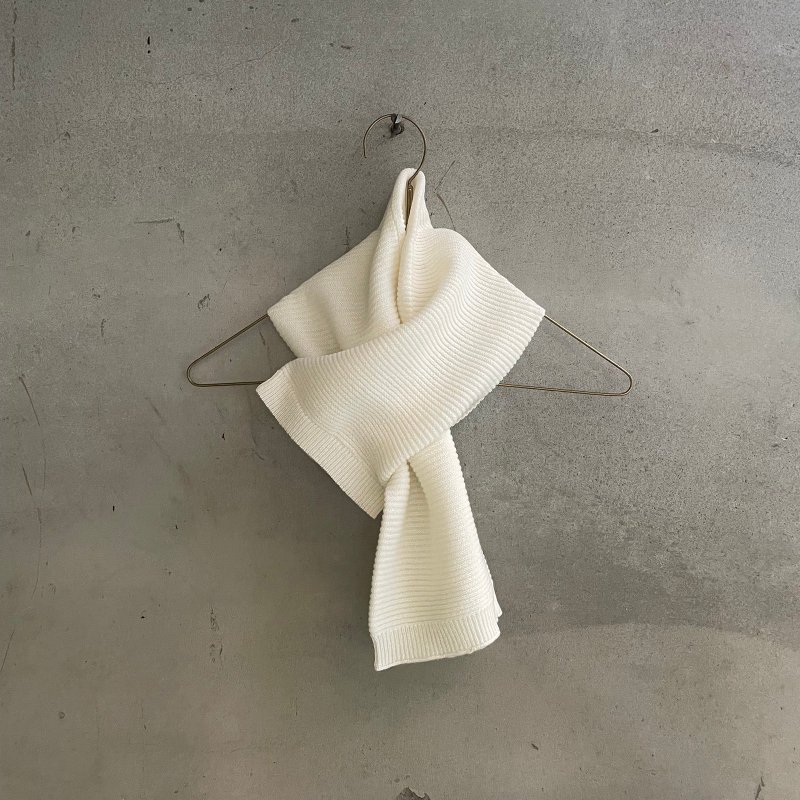 Wool short scarf - off-white - Knit Scarves & Wraps - Wool White