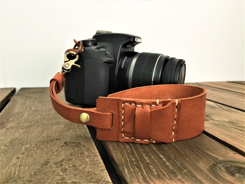 DLR Wrist Strap With SD Card Holder // 3.5 cm Leather Camera Wrist Strap - Camera Straps & Stands - Genuine Leather 