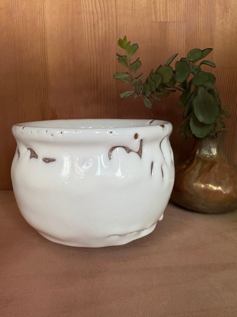 雪山志野釉茶碗 - 茶壺/茶杯/茶具 - 陶 白色