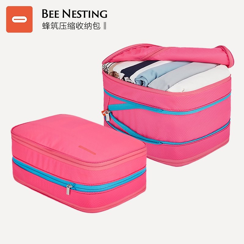 Compressible &water proof Packing Cubes bag for travel and business 15L2PCS - กระเป๋าเดินทาง/ผ้าคลุม - ไนลอน สึชมพู