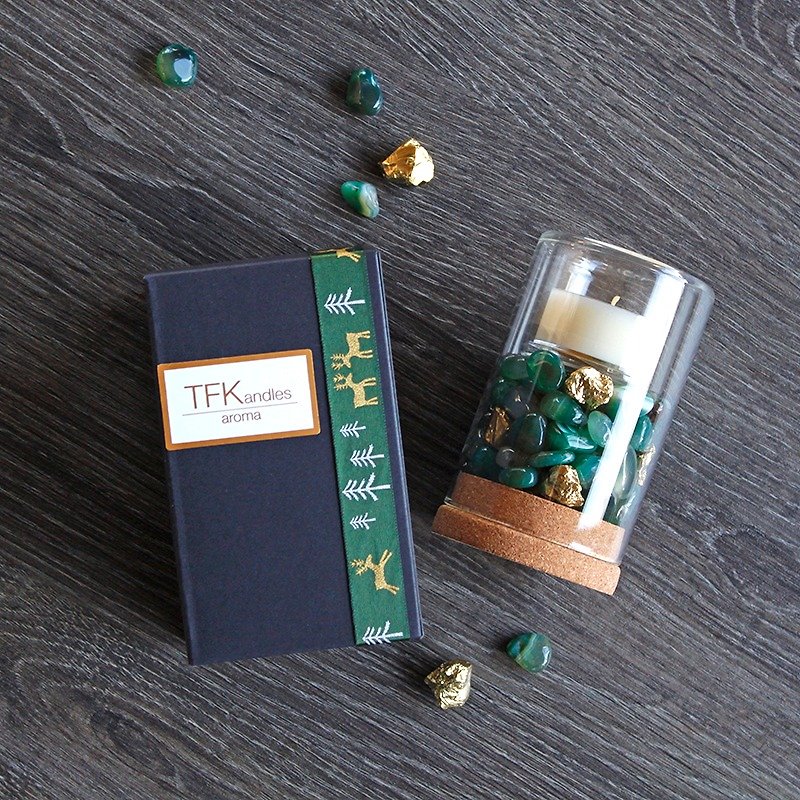 Christmas Christmas limited green agate small candlestick (12/1 ~ 12/25) - เทียน/เชิงเทียน - เครื่องเพชรพลอย สีเขียว