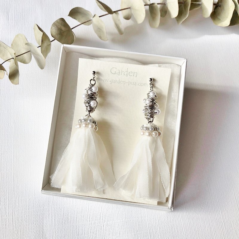 fusako earrings silver - ต่างหู - โลหะ สีเงิน