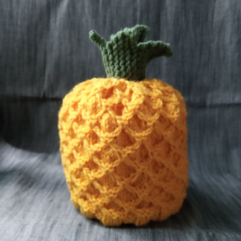 Hand Knit Pineapple Beanie - หมวก - ขนแกะ สีเหลือง