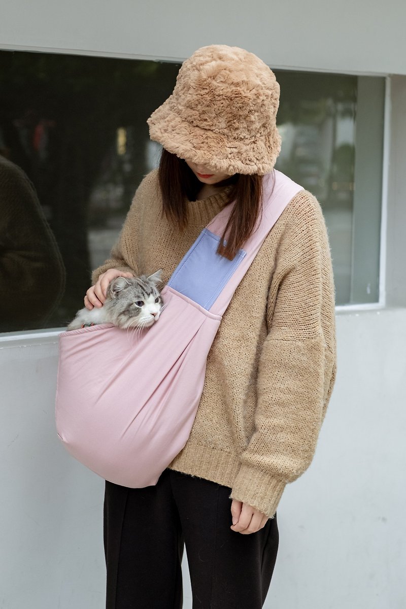 【HiDREAM】寵物便攜出行包 全棉材質 久背不累 (草莓粉) - 寵物背包/寵物推車/外出籠 - 棉．麻 粉紅色