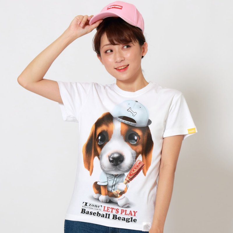 Baseball Beagle / 棒球米格魯 - 女 T 恤 - 棉．麻 