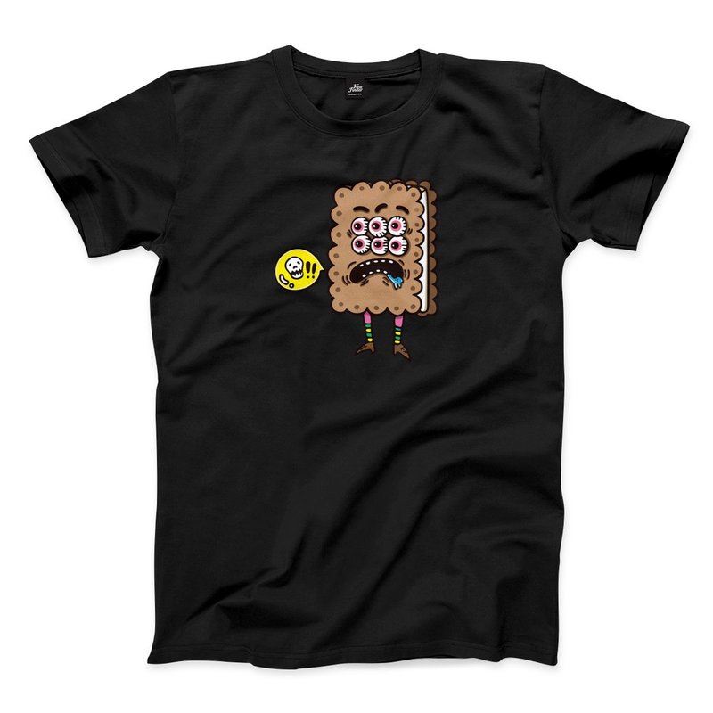 Cookie Monster-Black-Unisex T-shirt - เสื้อยืดผู้ชาย - ผ้าฝ้าย/ผ้าลินิน สีดำ