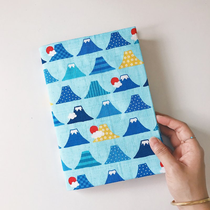 Light blue color Fuji mountain fabric handmade book / book cover | 815a.m - Book Covers - Cotton & Hemp 
