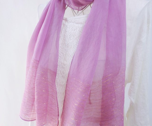 草木染手織りの薄紫色 ストール