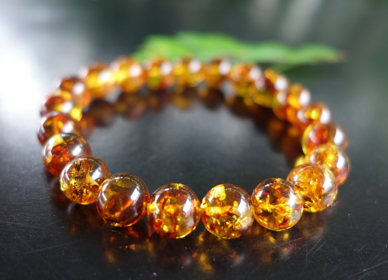 Amber 琥珀 天然緬甸金珀手鍊9.3克 植物珀 花珀 非二代琥珀 - 手鍊/手環 - 半寶石 橘色