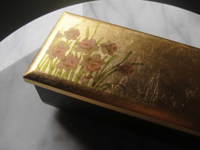 【OLD-TIME】Early second-hand Japanese-made gold foil music jewelry box - กล่องเก็บของ - วัสดุอื่นๆ 