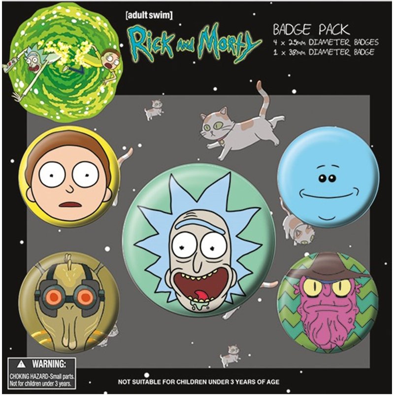 【瑞克和莫蒂】Rick and Morty (Heads)  - 進口徽章組 - 胸針 - 其他材質 多色