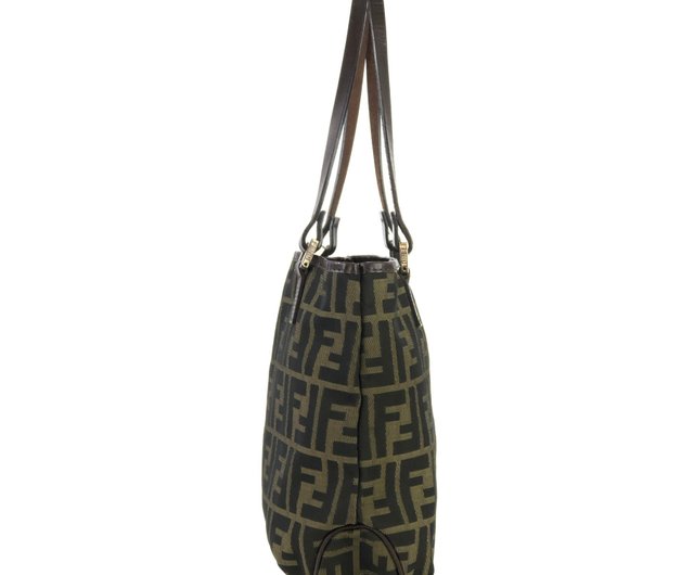 Fendi Roll tote Zucca Canvas and Leather Shoulder Bag