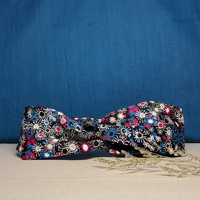 Hair band/Cross hair band/Bright fireworks - Headbands - Cotton & Hemp Black