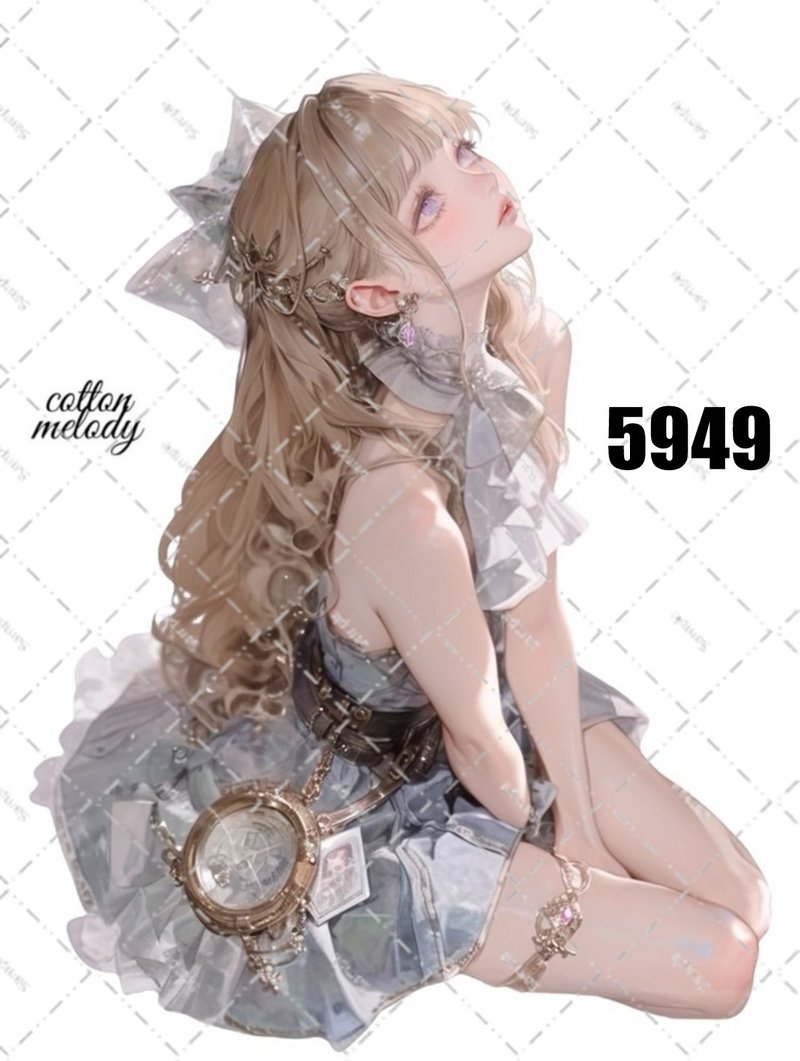 original sticker no.5949 人物ステッカー オリジナルステッカー 人物ステッカー 女の子ステッカー オリジナル人物ステッカー - 貼紙 - 紙 