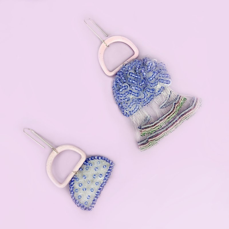 Smurf series princess dress sterling silver earrings ear clip - Earrings & Clip-ons - Thread Blue
