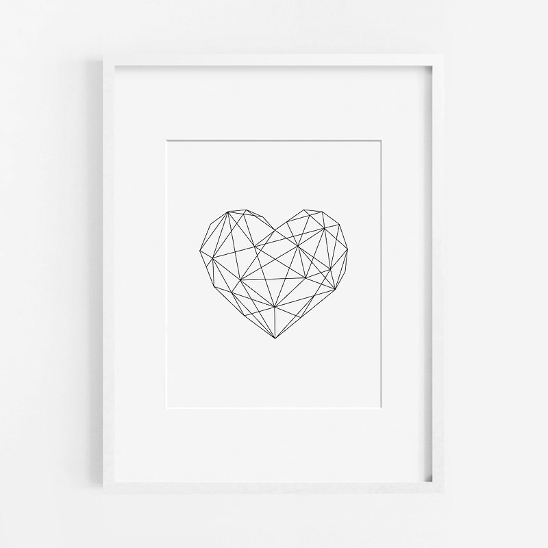 Geometric heart painting layout decoration bedroom bathroom restaurant cafe - ของวางตกแต่ง - กระดาษ 