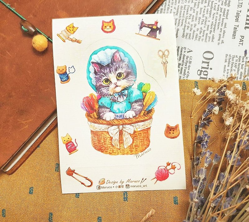 裁縫貓咪-撕不破防水行李箱貼紙(大) - 貼紙 - 塑膠 多色
