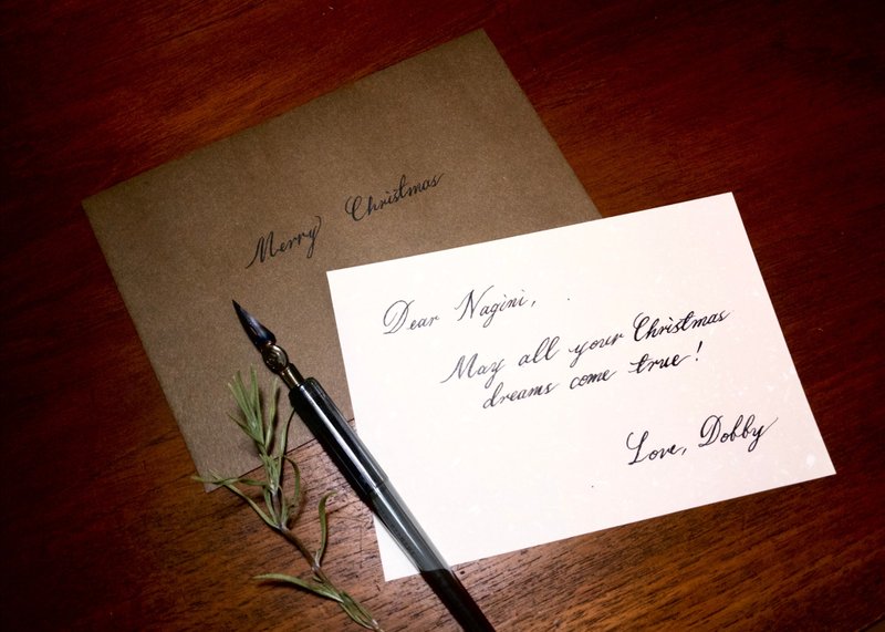 英文鋼筆草書卡片代寫 - 卡片/明信片 - 紙 卡其色