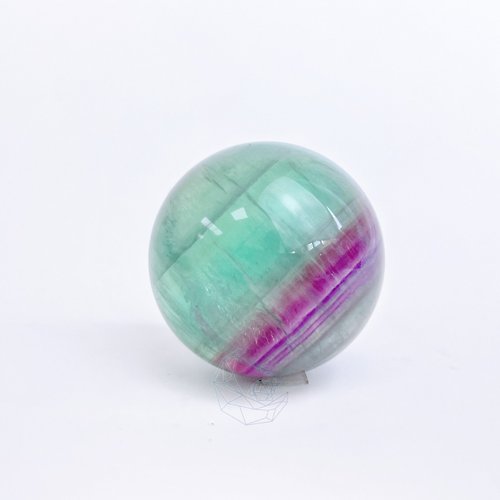 月浩尋寶工作室 螢石球 4.9cm 環狀千層 細閃 星空光 絲質 桃紅柳綠 紫螢石 綠螢