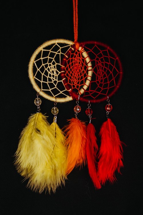 Mr.SkullyPop 純手工捕夢網 Handmade Dreamcatcher-【混色(黃紅橘)】