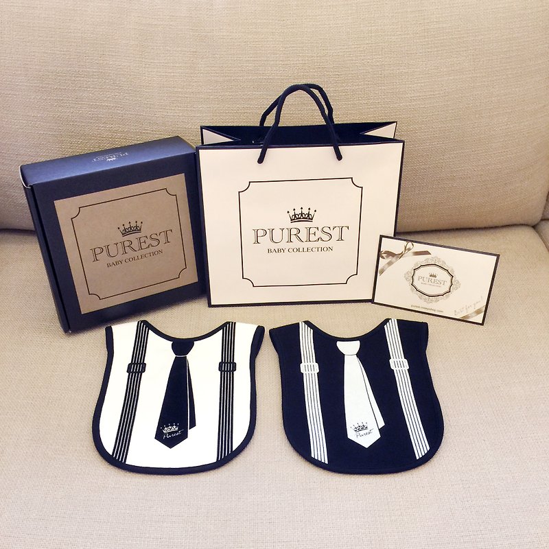 PUREST Little Gentleman's Bib Gift Set/Tie/Newborn Baby/Birthday/Gift Choice - Baby Gift Sets - Cotton & Hemp 