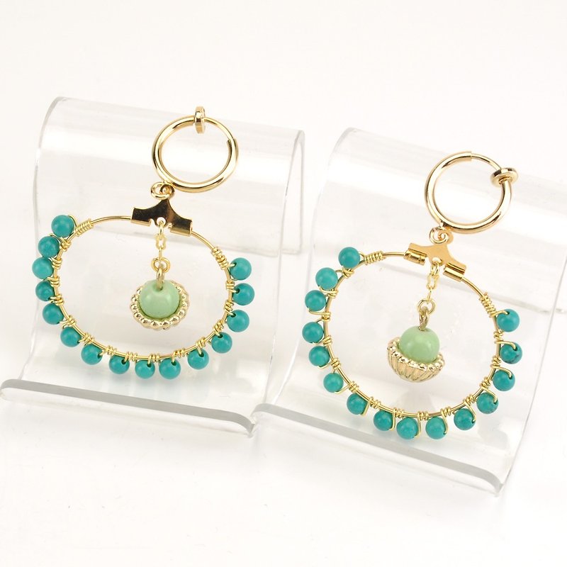 Gemstone Earrings & Clip-ons Green - Turquoise earrings