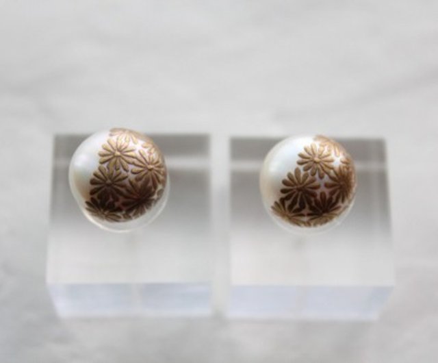 MAKIE Pearl Earrings / Japanese Pattern_Chrysanthemum_Pair