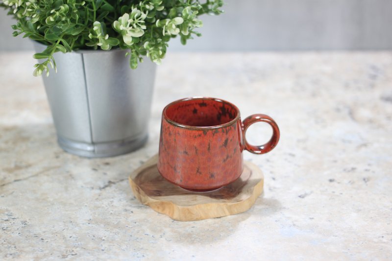 [Good gift] 80ml Fireworks Red Crystal Glaze Coffee Cup Natural Glaze Small Edge Cup Made in Taiwan - Mugs - Porcelain 