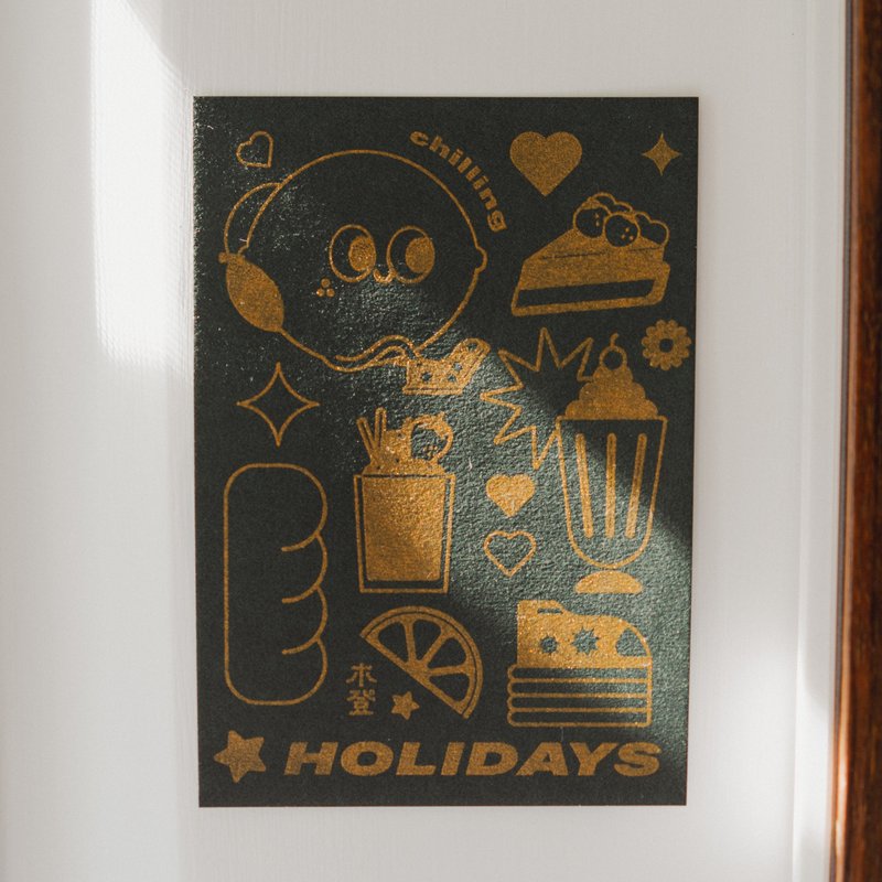 Chilling Holidays 金閃閃 | 絹印明信片 - 卡片/明信片 - 紙 黑色