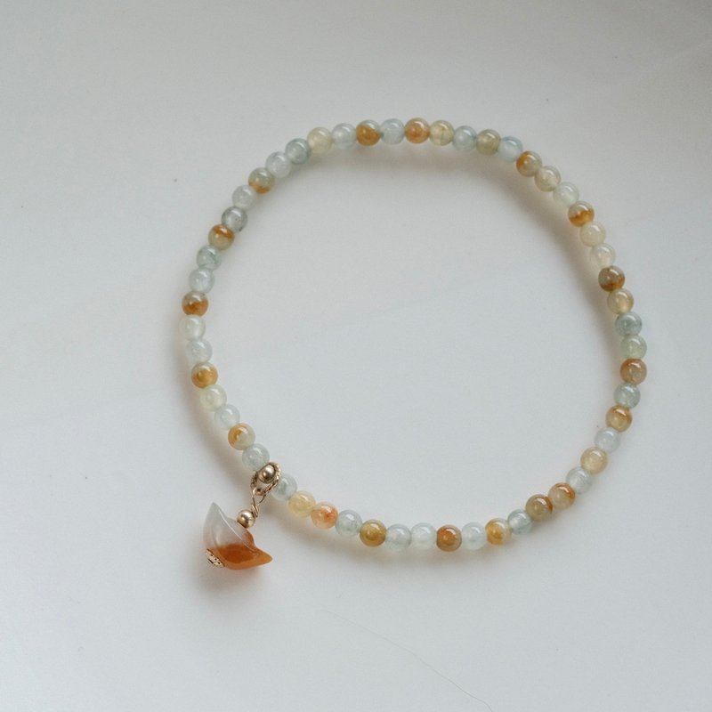Burmese natural A-grade jadeite-honey colorful small Mimi jade design bracelet - Bracelets - Jade Green