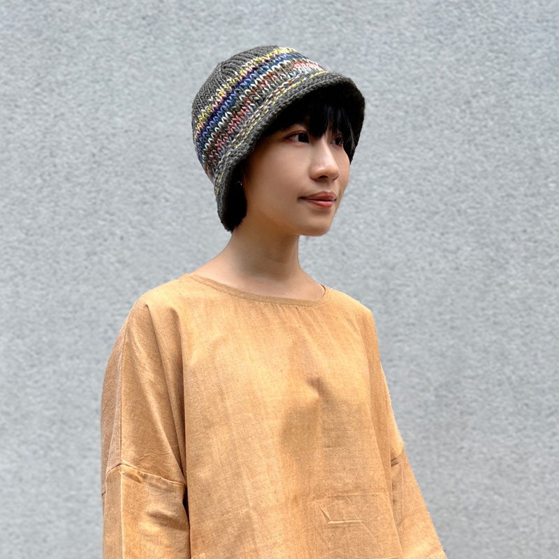 カラフルウール_バケットハット-ミストグレー_フェアトレード - 帽子 - ウール グレー