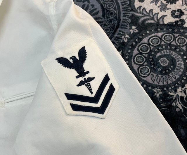 warena　水交社　ヴィンテージ　日本海軍士官ケープコート アメリカ海軍 官給セーラー服 ヴィンテージ 夏 白 USN パッチ