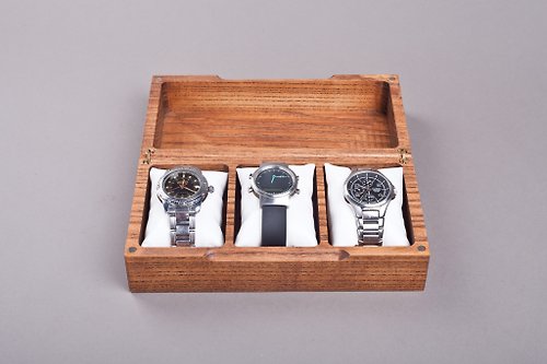 WOODPRESENTS Solid wood watch organizer Engraved display case Small wooden jewelry box Gift