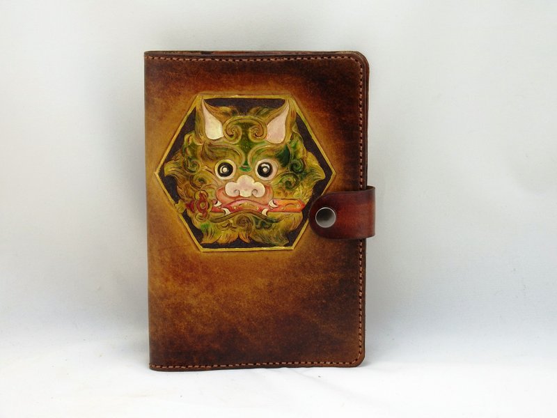 Sword Lion-Ping An Lion Hand-made Leather Notebook, Handbook, Bookmark (Plus Leather Bookmark) - Notebooks & Journals - Genuine Leather Brown